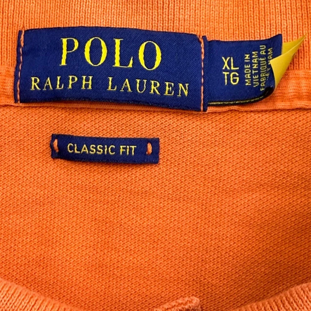 Polo Ralph Lauren Polo Shirt Men XL Orange Classic Fit Short Sleeve Pique Golf